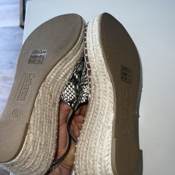 Catherine Malandrino Cirkly Snakeskin Print Slingback Platform Wedge Heels Women - Picture 5 of 6